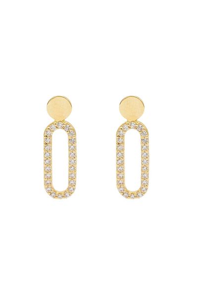 Bijuteria SORELLY 14k Gold Paperclip Earrings with Zirconia Stones
