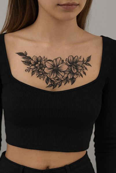 Lorvia Gerçek Dövme Görünümlü Çiçek Dövmesi – Zarif Geçici Tattoo Modeli