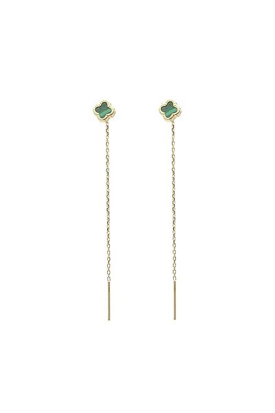 Bijuteria SORELLY Cercei Aur 14k Fir cu Floare cu Malachit Verde
