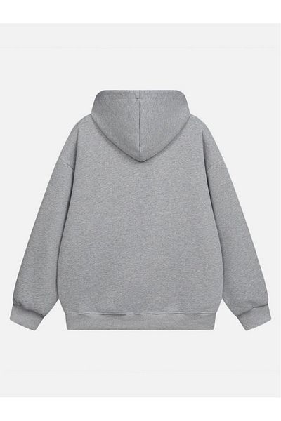 Mad&Calf Unisex Teddy Boy Printed Hooded Fleece Oversize Sweatshirt