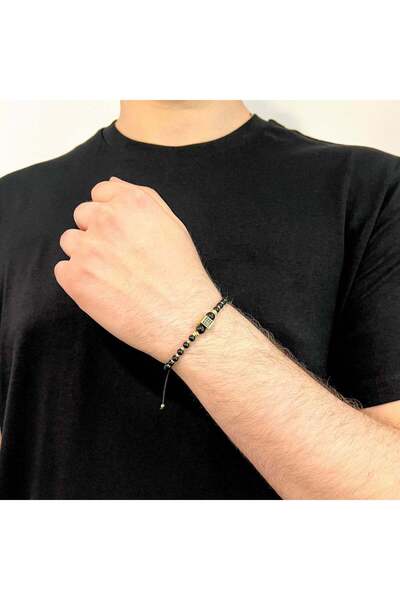 Bijuteria SORELLY Bratara Aur 14k din Snur cu Onix si Pietre Negre