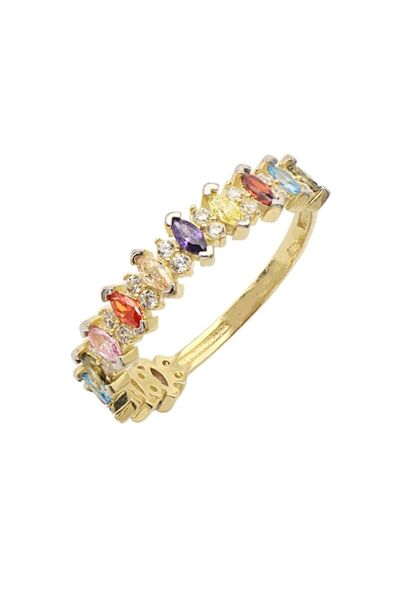 Bijuteria SORELLY Inel Aur 9k Half Eternity cu Pietre Multicolore 11