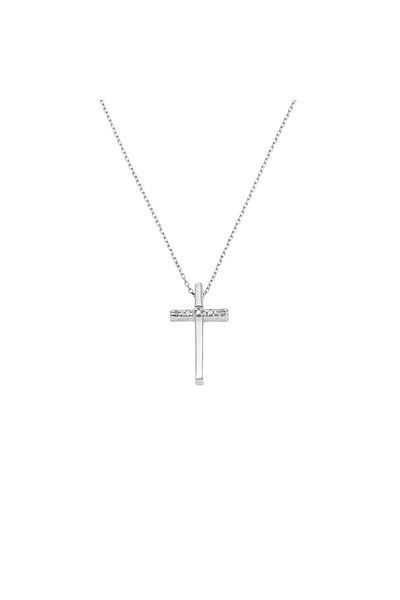 Bijuteria SORELLY Lant Aur 14k Alb Cruce cu Diamante 0.025ct