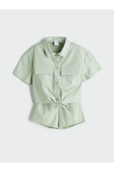 LC Waikiki Lcw Kids Green Short Sleeve Girl's Shirt and Shorts