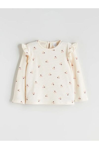 LC Waikiki Lcw kids ecru ruffled girl's blouse, skirt and pantyhose set