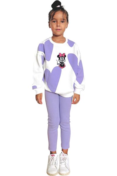 Lolliboomkids Children's Purple Patterned 2-Piece Set - Sweatshirt & Leggings