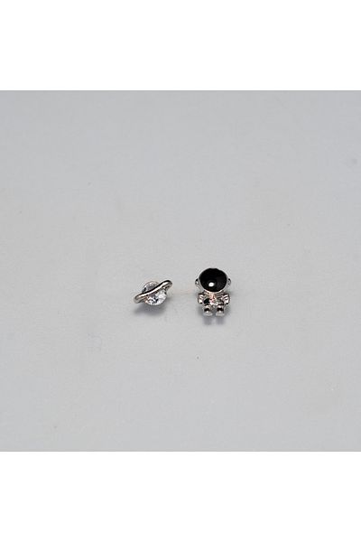 Piercing by Sever Combination Planet and Astronaut Steel Piercing… Silver Color with Clear Stone (Tragus Helix Conch Flat)