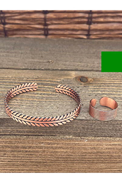 Rupen Kraft Adjustable Measure Pure Copper Bracelet Ring Set Copper Bracelet Copper Ring Set