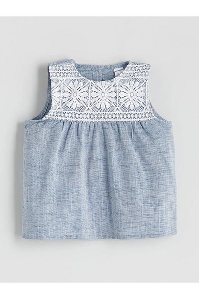 LC Waikiki Lcw Kids Navy Blue Embroidered Girl's Blouse and Shorts 2-Pack