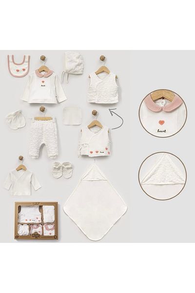 Cherub Baby Jacquard Towel Heart Vest Combed Cotton Baby Girl Newborn 10 Piece Hospital Output Bodysuit Set