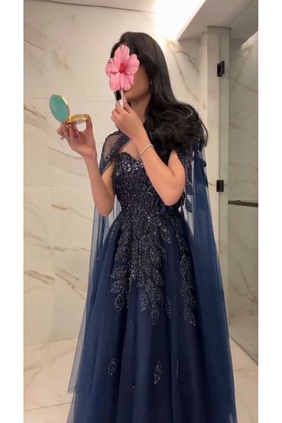 MEZON FASHION Luxurious navy blue evening dress