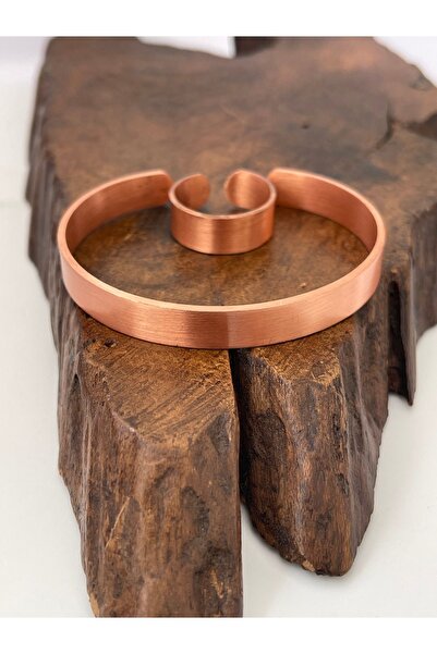 Rupen Kraft Adjustable 100% Pure Copper Bracelet Copper Ring Combination Handmade Bracelet Ring