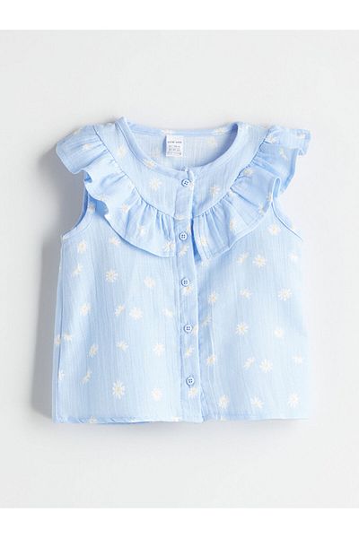 LC Waikiki Create Your Style from Uzg Store |   Blue Crew Neck Floral Blouse and Shorts 2-Piece Set