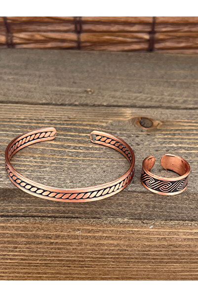 Rupen Kraft Adjustable Measure Pure Copper Bracelet Ring Set Copper Bracelet Copper Ring Set