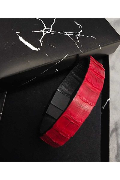 Visale Store Genuine Snakeskin Handmade Bracelet Red