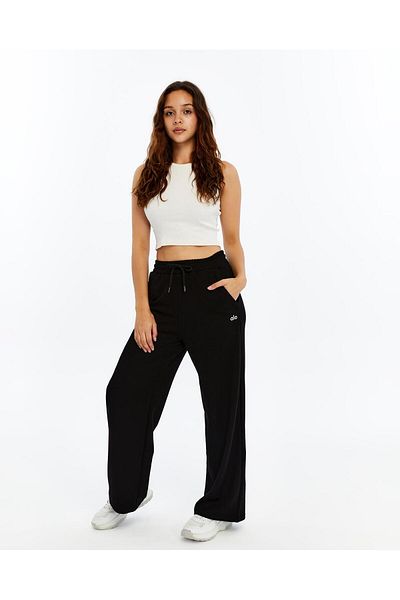 FEMİNEER.com Black Wide Leg Modal Fabric Women's Sweatpants