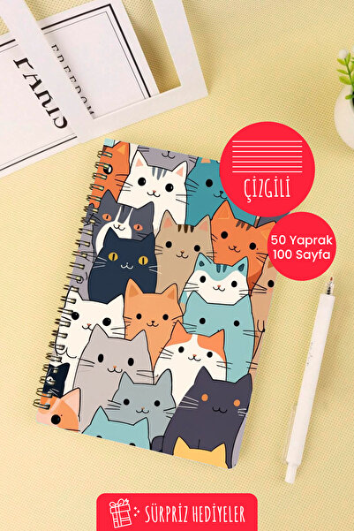 Anime Marketi دفتر مدرسي حلزوني مقاس A5 بتصميم كيدولار ملون 50 ورقة 100 صفحة - مسطر