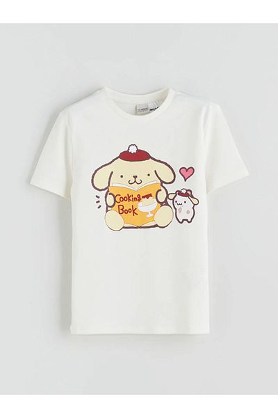 LC Waikiki Lcw kids ecru bicycle collar pompompurin Printed girl's t-shirt and skirt