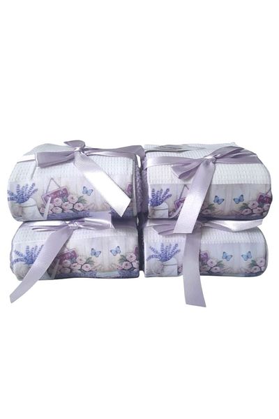 Özdilek 2-Piece Drying Towel 4 Pieces - Lilac White