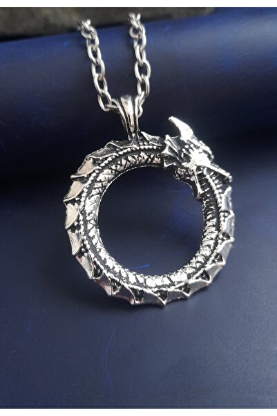 E&F Takı KENDİNİ YİYEN YILAN EJDERHA TASARIM KOLYE ERKEK KOLYE