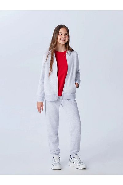 LC Waikiki Costum de trening pentru fete LCW Kids, gri cu glugă