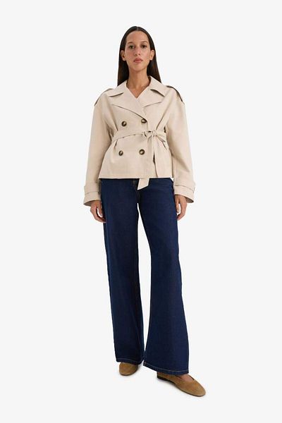 DeFacto New Season Regular Fit Short Trench Coat with Pockets and Belt