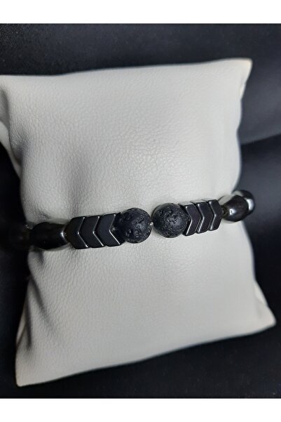 MRYart سوار للجنسين من حجر الحمم البركانية وحجر العقيق المدخن المعدني