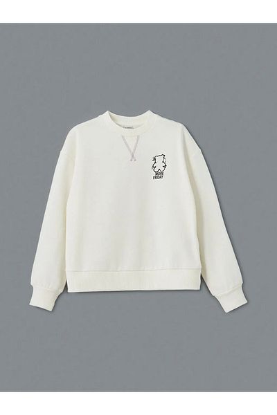 LC Waikiki Lcw Kids Ecru Crew Neck Girls' Thick Tracksuit Set