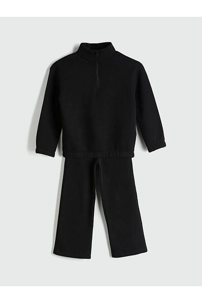 LC Waikiki Lcw Eco Black Stand Collar Girl's Tracksuit Suit