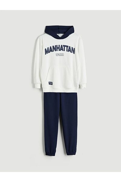 LC Waikiki Lcw Kids Ecru Hooded Boys Tracksuit Set