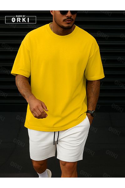 EFFRENATU Orki Power Fit – Oversize Yellow T-Shirt & White Shorts Set