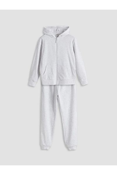 LC Waikiki Costum de trening pentru fete LCW Kids, gri cu glugă