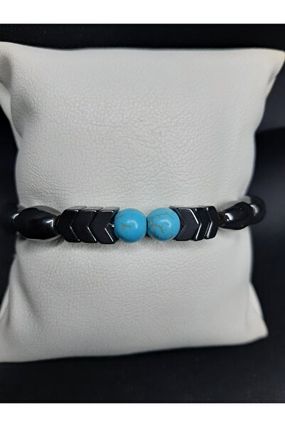 MRYart سوار للجنسين من حجر العقيق الأزرق وحجر العقيق المدخن المعدني