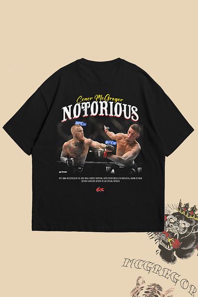 Grove Fashion Conor Mcgregor Nate Diaz Front and Back Printed Unisex Oversize T-Shirt