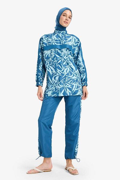 DeFacto New Season Regular Fit Water Repellent 3-Piece Patterned Burkini Hijab Swimsuit Set