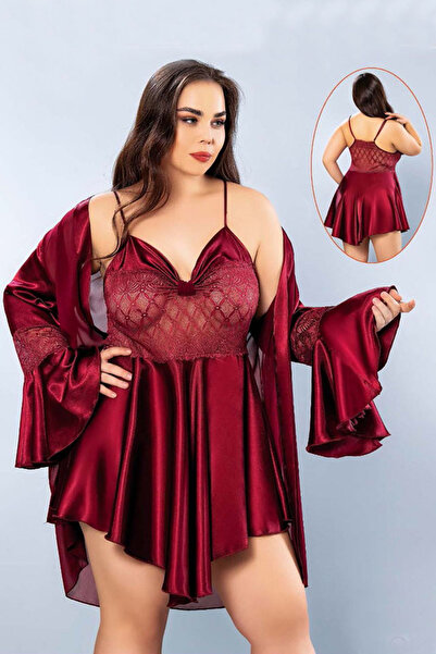 Viselya Set de dantelă cămăși de noapte și halate de casă, mărime mare, culoa...