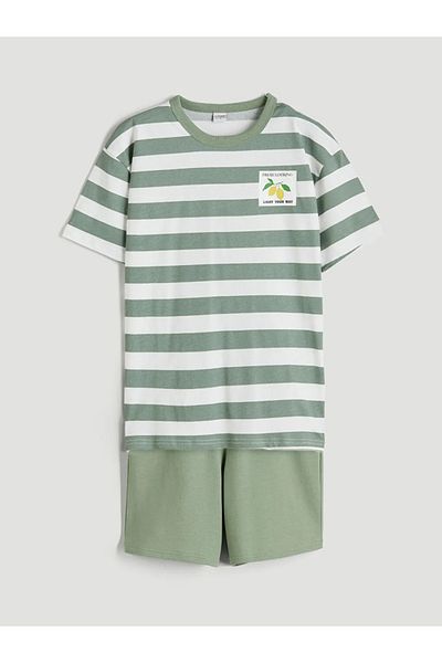 LC Waikiki Lcw Kids Green Crew Neck Boys T-Shirt & Shorts