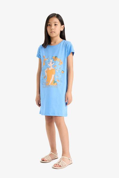 DeFacto New Season Girl's Printed Short Sleeve Nightdress