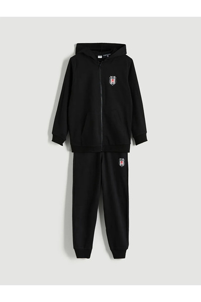 LC Waikiki Σετ φόρμας LCW Kids με μαύρη κουκούλα Beşiktaş με στάμπα για αγόρια