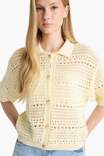 DeFacto New Season Slim Fit Slim Fit Polo Neck Cardigan