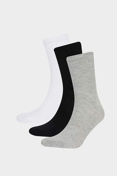 DeFacto New Season Men's Comfortable Elastic 3-Piece Cotton Long Socks