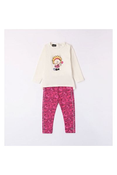 Sarabanda Compleu bluza si colant pentru fetite, Sarabanda, Alb/Fucsia, 110-116 cm