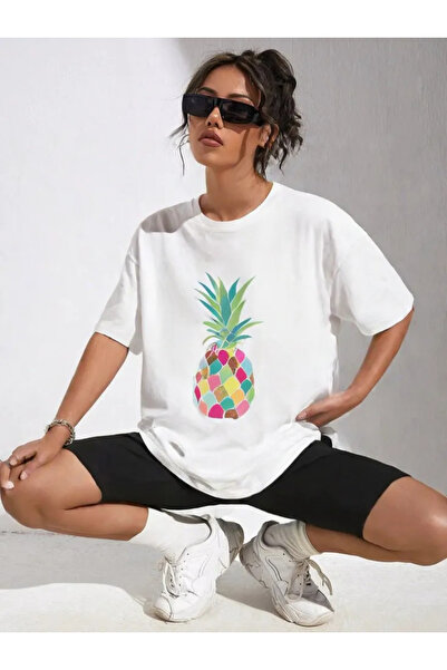 Tubinyoo Colorful Pineapple Printed Unisex Oversize T-Shirt