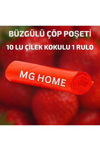 MG HOME 1 Roll 1X10 Drawstring Garbage Bag Large 65X70 60 Lt Drawstring Garbage Bag Strawberry Scented Garbage Bag