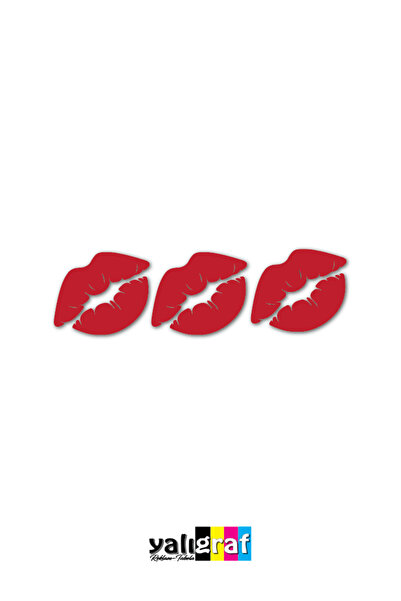 Yalıgraf Reklam Tabela Kiss Sticker Lip Kiss Me Auto Sticker Set of 3