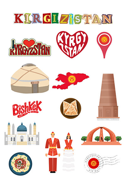 ANSHA CRAFTS Kırgızistan Sticker Seti Bullet Journal - Ajanda - Planner - Def...