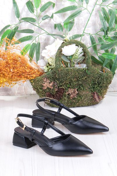 fort 35126 Ceyn Skin Open Back Thick Heeled Pointed Toe Women's Shoes
