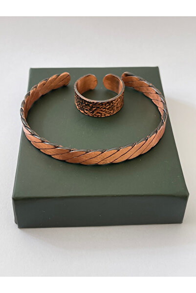 Rupen Kraft Unisex adjustable 100% pure copper bracelet stylish copper ring combination handmade bracelet ring