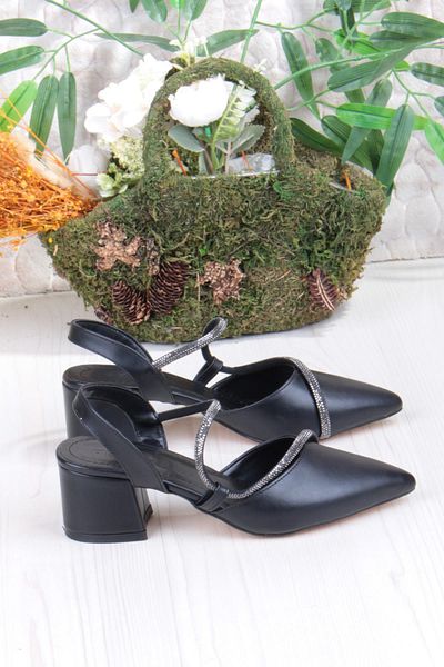 fort 110-473 Fls Piping Stone Open Back Classic Heeled Women's Shoes