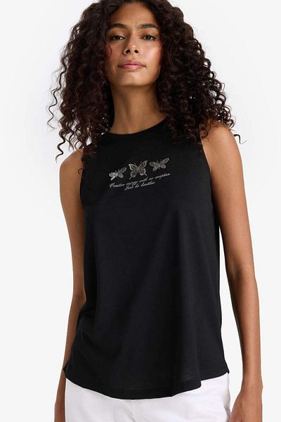 DeFacto Tricou cu decolteu tip Crew cu imprimeu Relax Fit de sezon nou